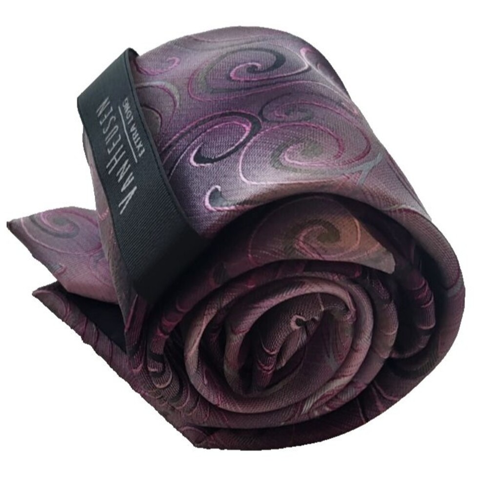 Van Heusen Extra Long XL Tie Mens 100% Silk Purple Pink Paisley NWT 62"